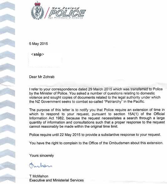 Police letter of 5 May 2015